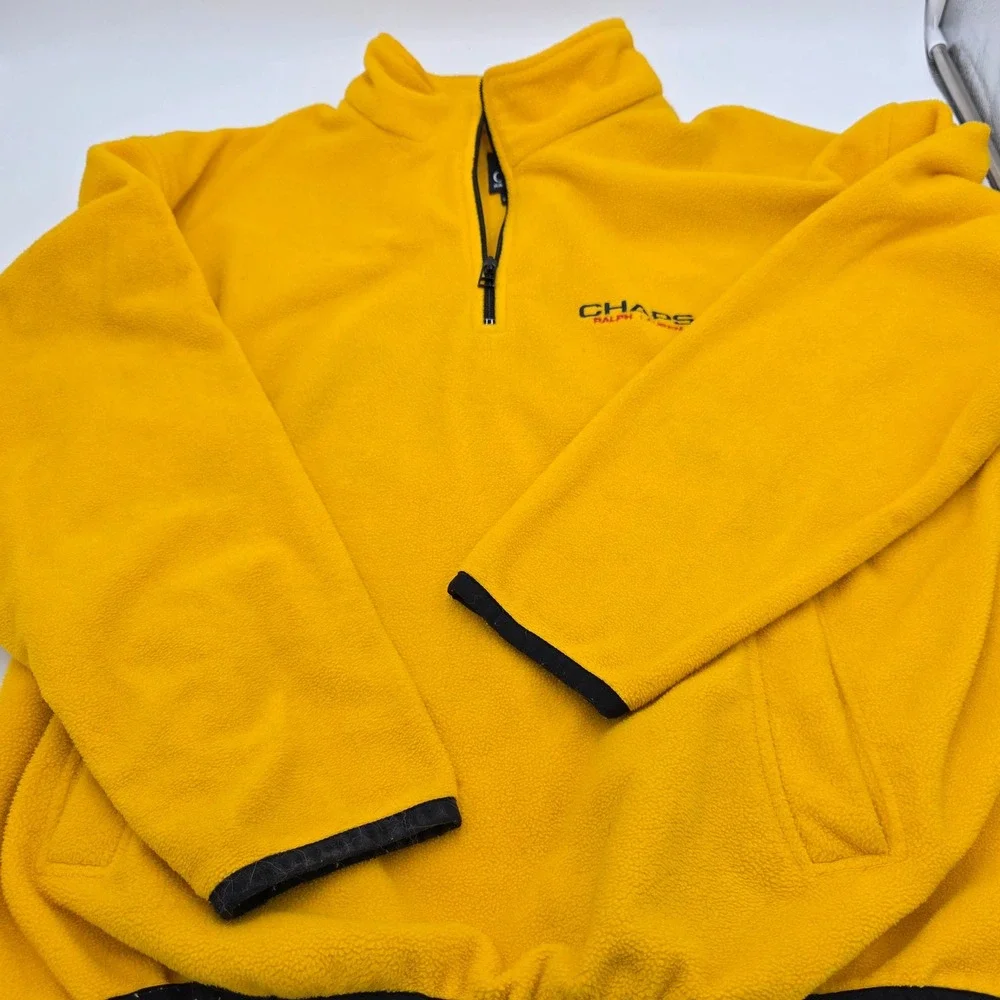 Chaps Ralph Lauren Mens XXL Quarter‎ Zip Fleece Pullover Yellow Mock Neck Jacket